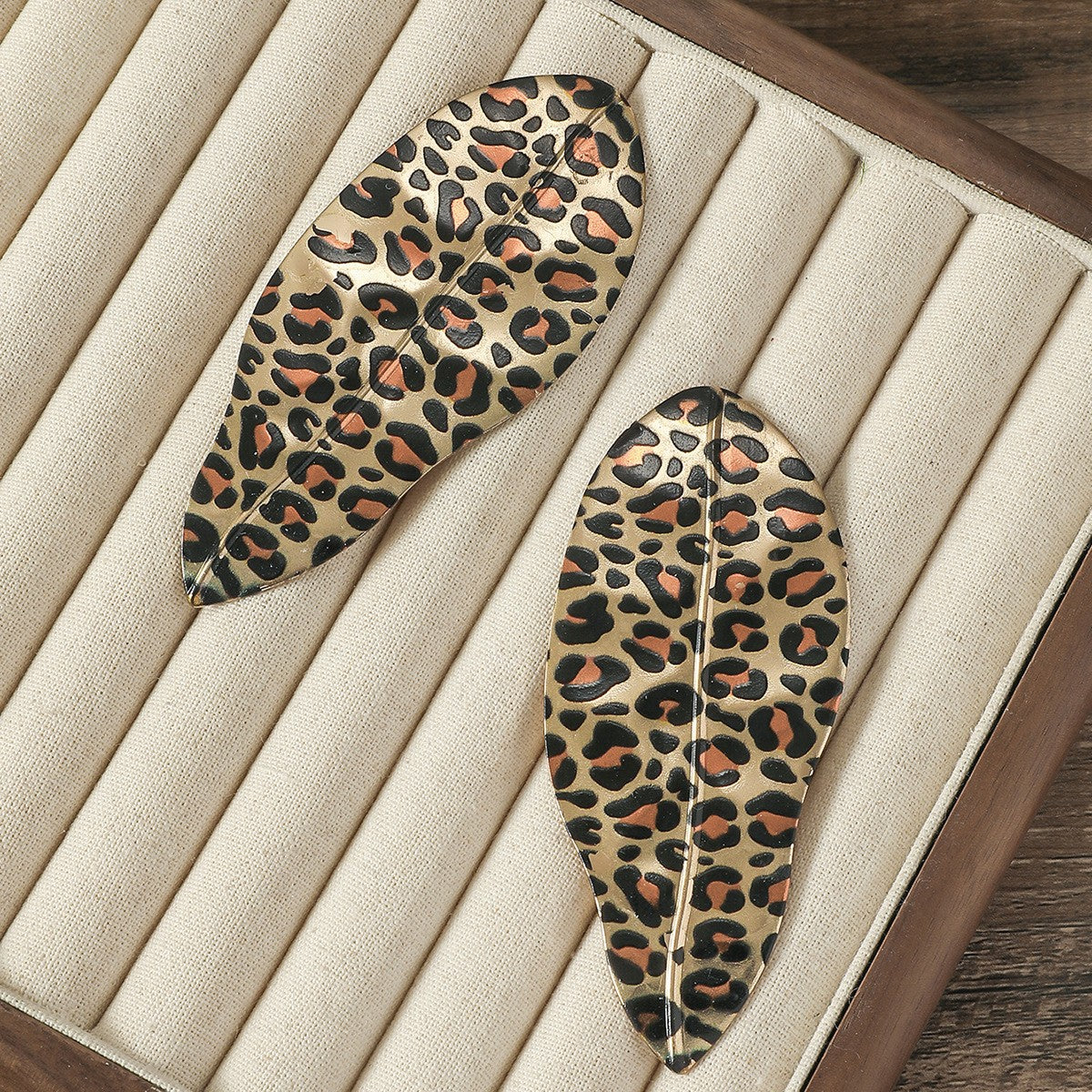 Leopard Print Bow Drop Earrings