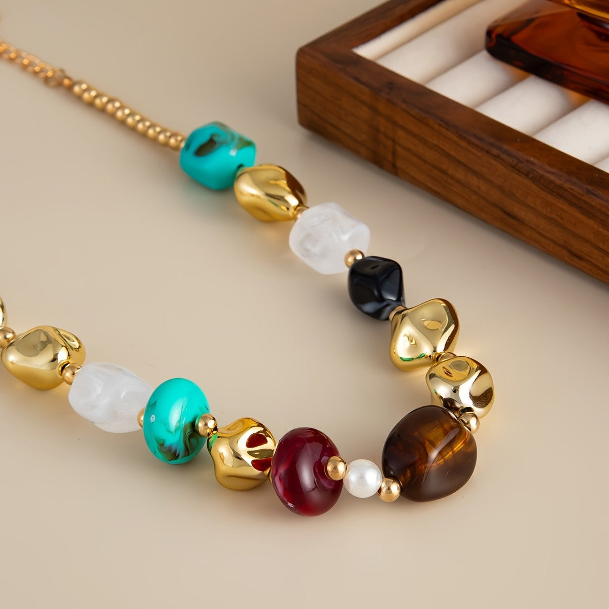 Boho Chunky Multicolor Stone Necklace