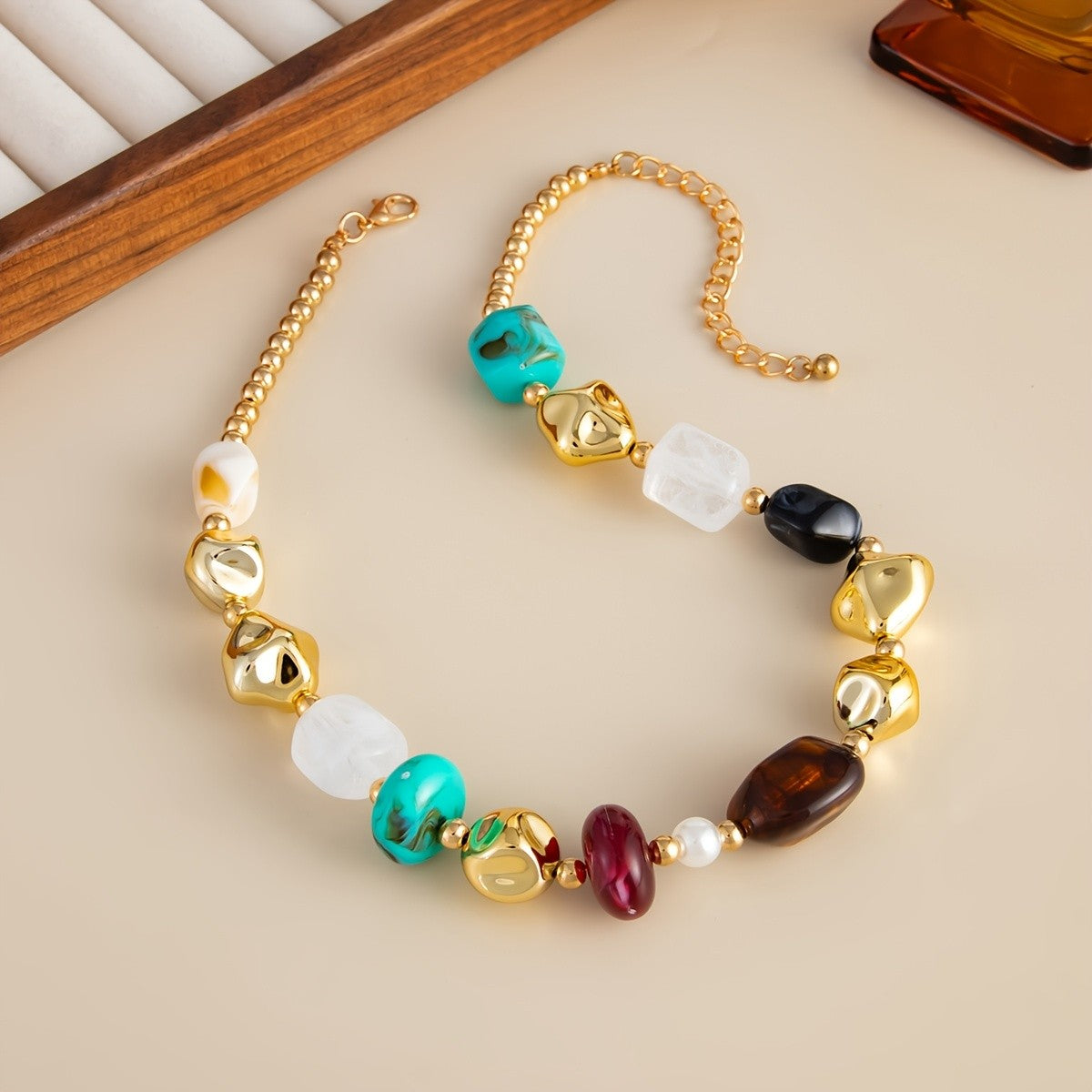 Boho Chunky Multicolor Stone Necklace