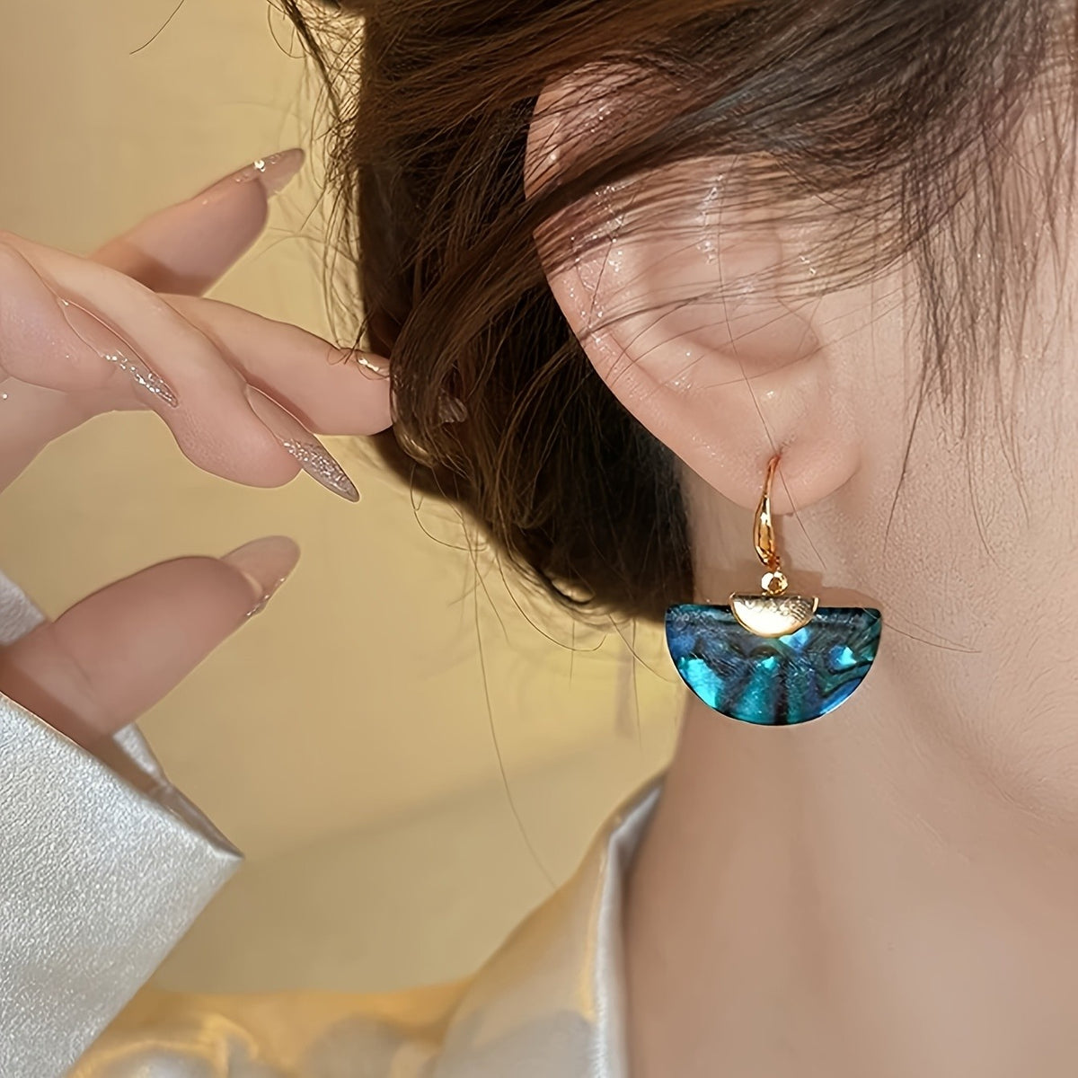 Boho Iridescent Fan Earrings