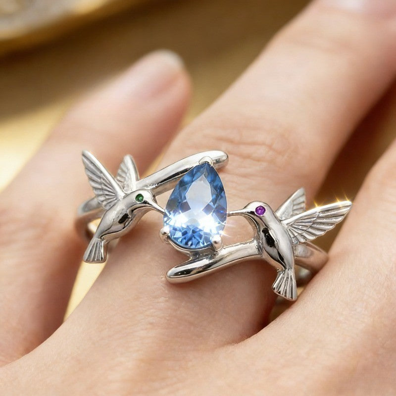 Romantic Hummingbird Moissanite Ring