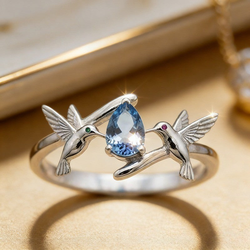 Romantic Hummingbird Moissanite Ring