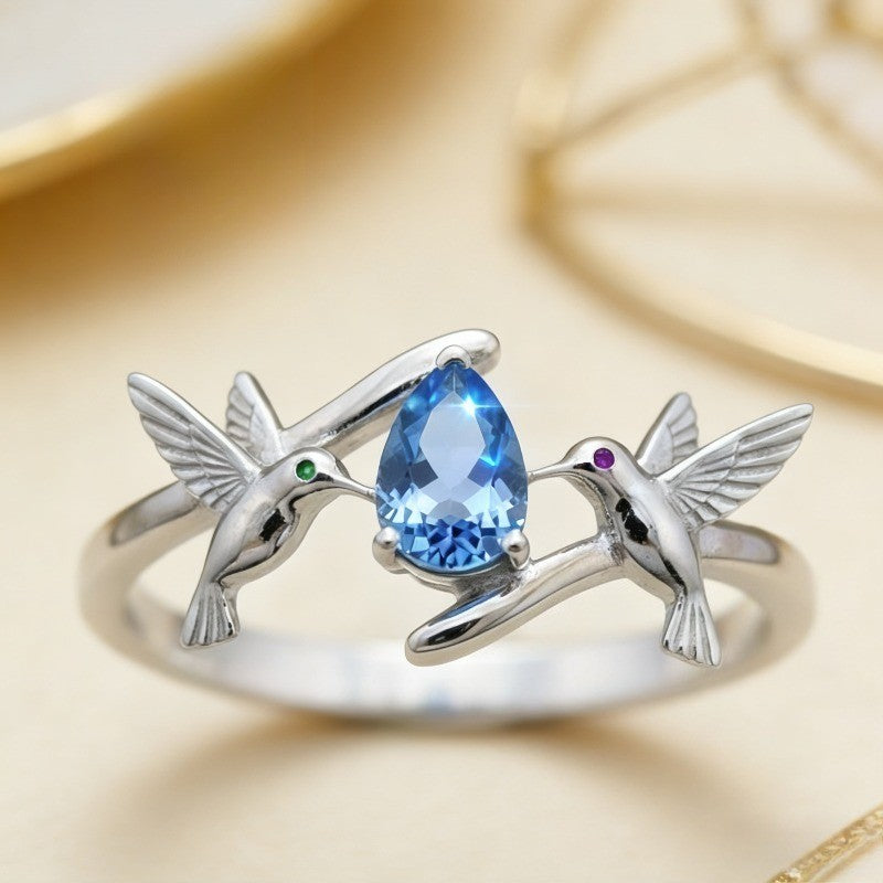 Romantic Hummingbird Moissanite Ring