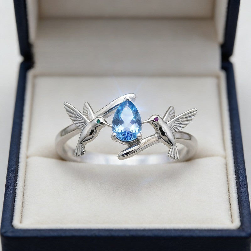 Romantic Hummingbird Moissanite Ring