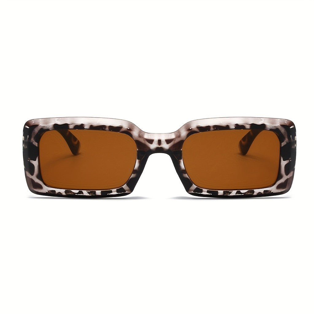 Classy Leopard Print Rectangle Sunglasses