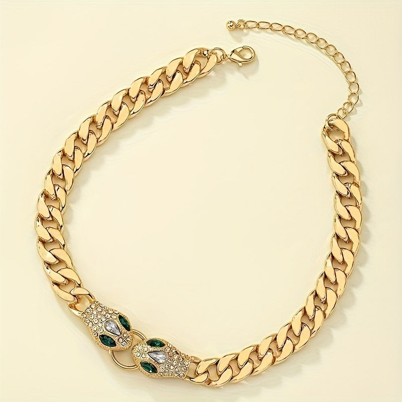 14k Vintage Snake Head Choker Necklace