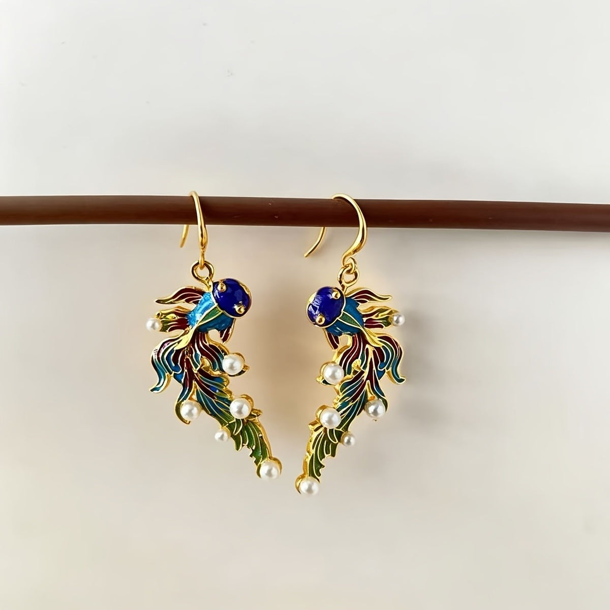 Vintage Enamel Koi Fish Earrings