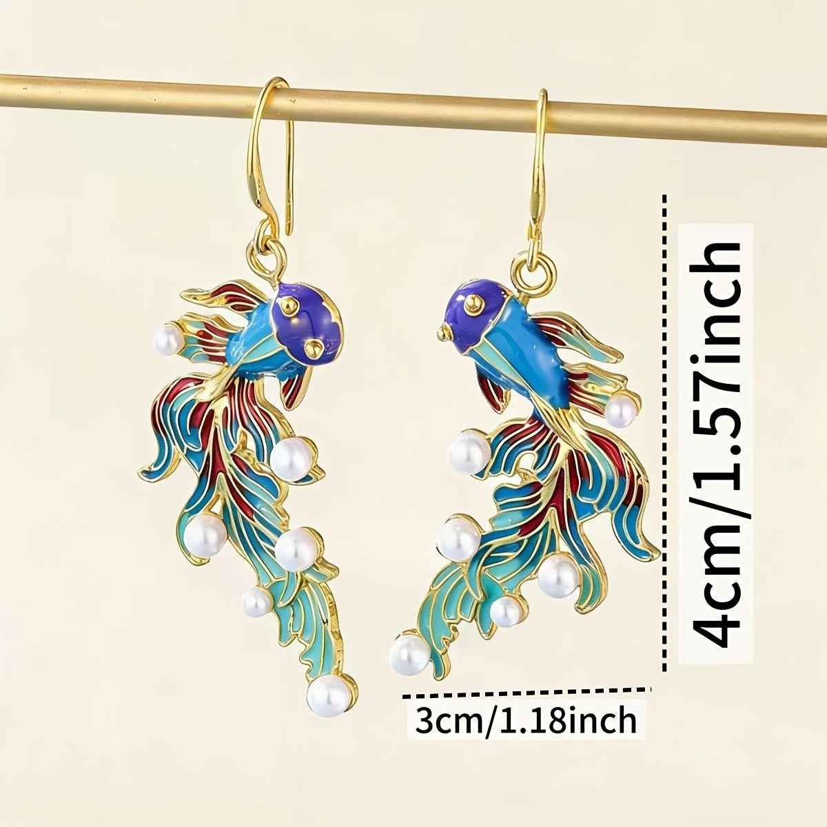 Vintage Enamel Koi Fish Earrings