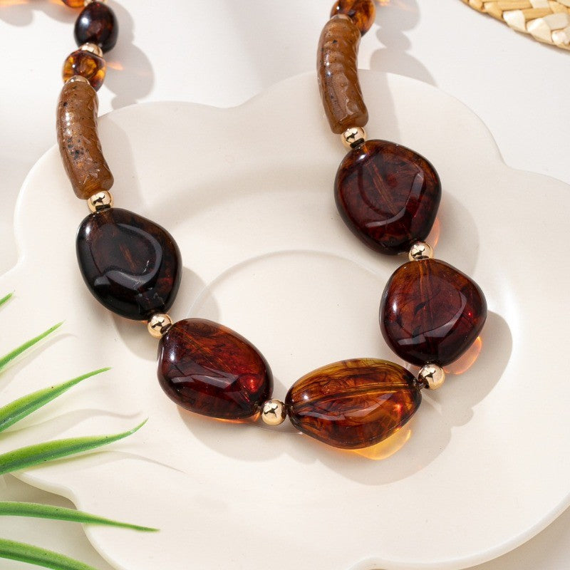 Vintage Amber Chunky Bead Necklace