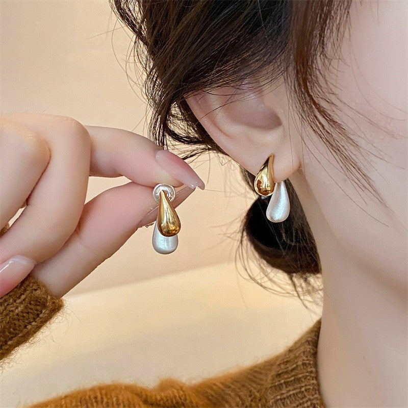 Classy Two-Tone Teardrop Earrings