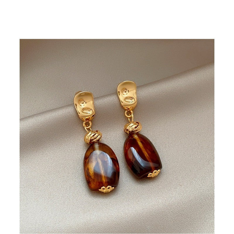 S925 Elegant Amber Drop Earrings