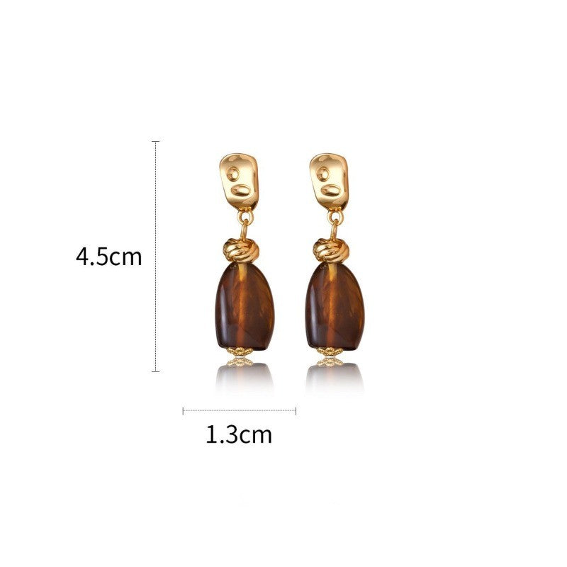 S925 Elegant Amber Drop Earrings
