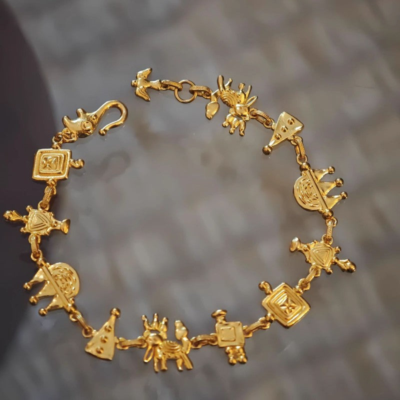 Vintage Egyptian Hieroglyph Charm Bracelet