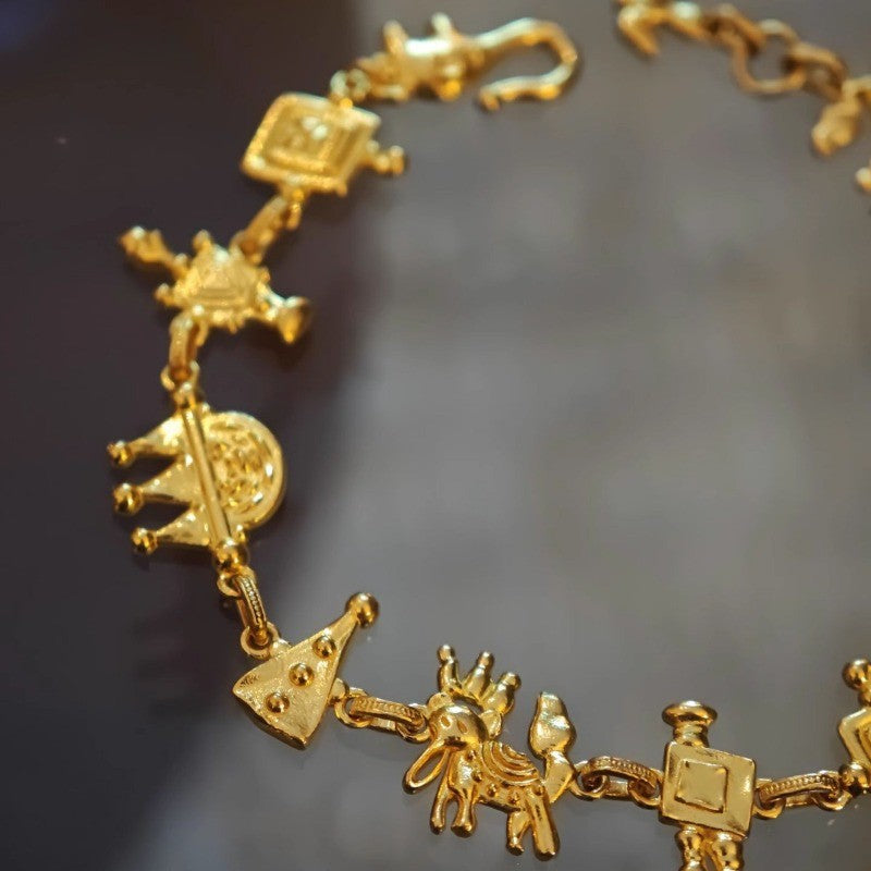 Vintage Egyptian Hieroglyph Charm Bracelet