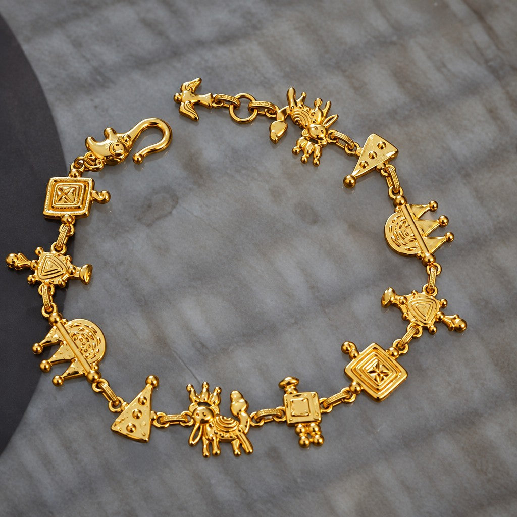 Vintage Egyptian Hieroglyph Charm Bracelet