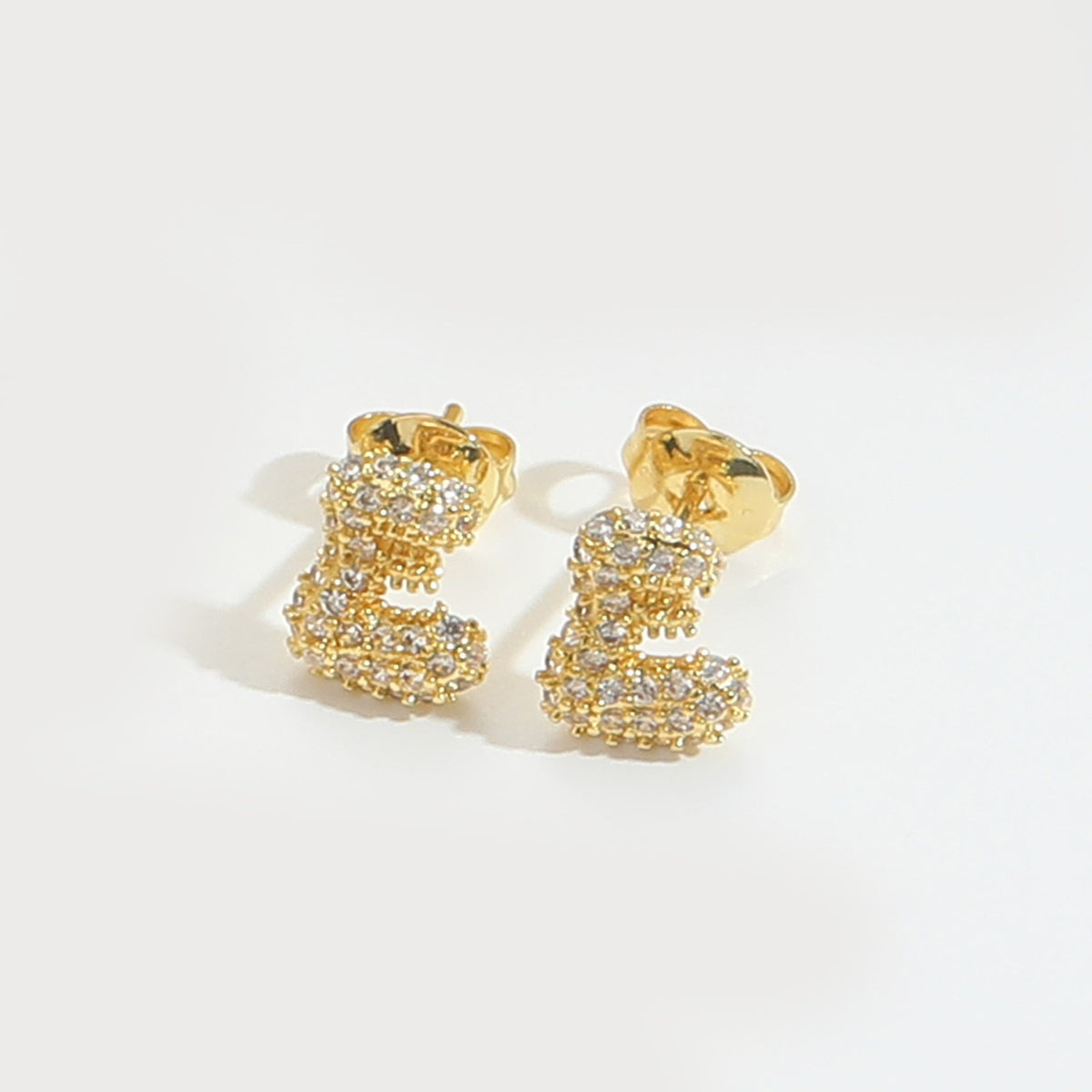 Elegant Zircon Initial Letter Stud Earrings