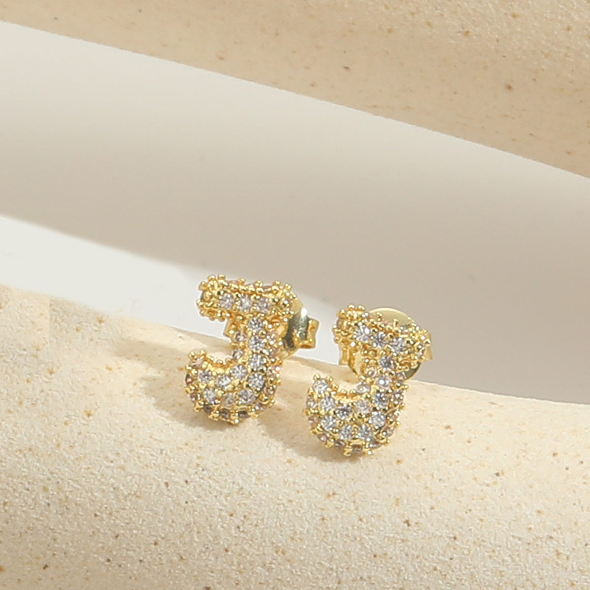 Elegant Zircon Initial Letter Stud Earrings