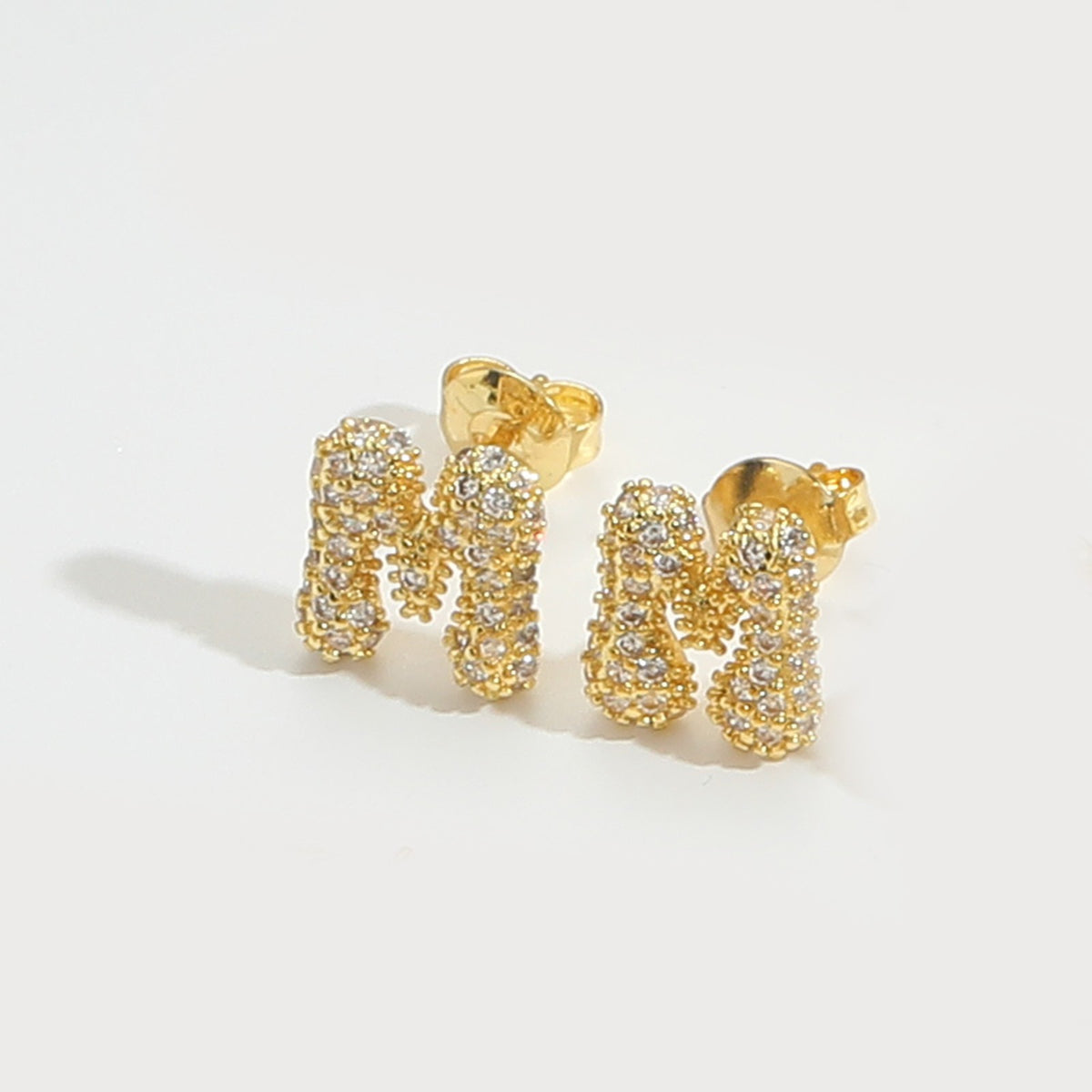 Elegant Zircon Initial Letter Stud Earrings