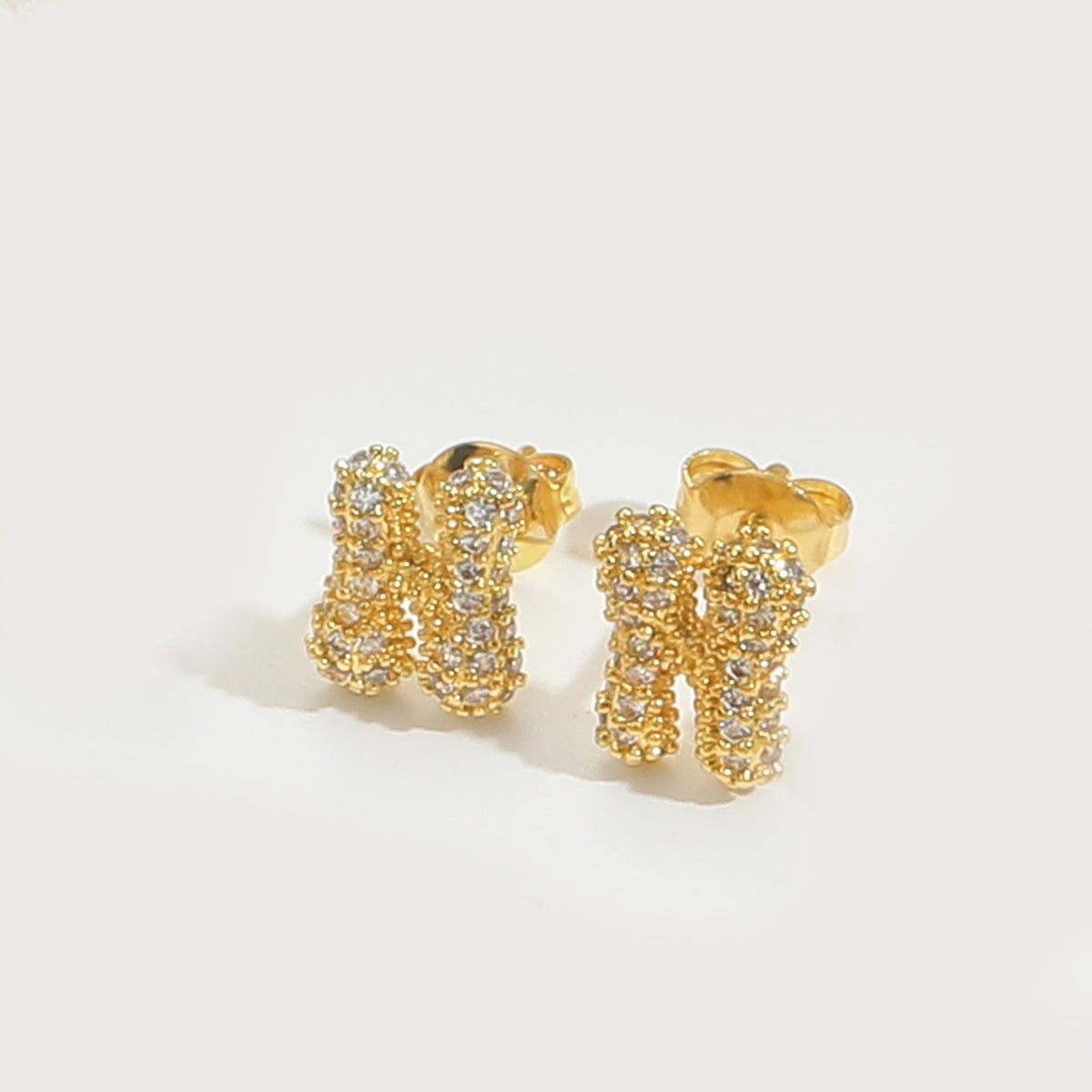 Elegant Zircon Initial Letter Stud Earrings