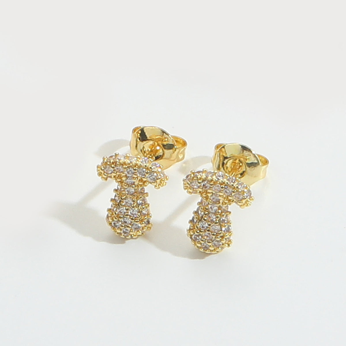 Elegant Zircon Initial Letter Stud Earrings