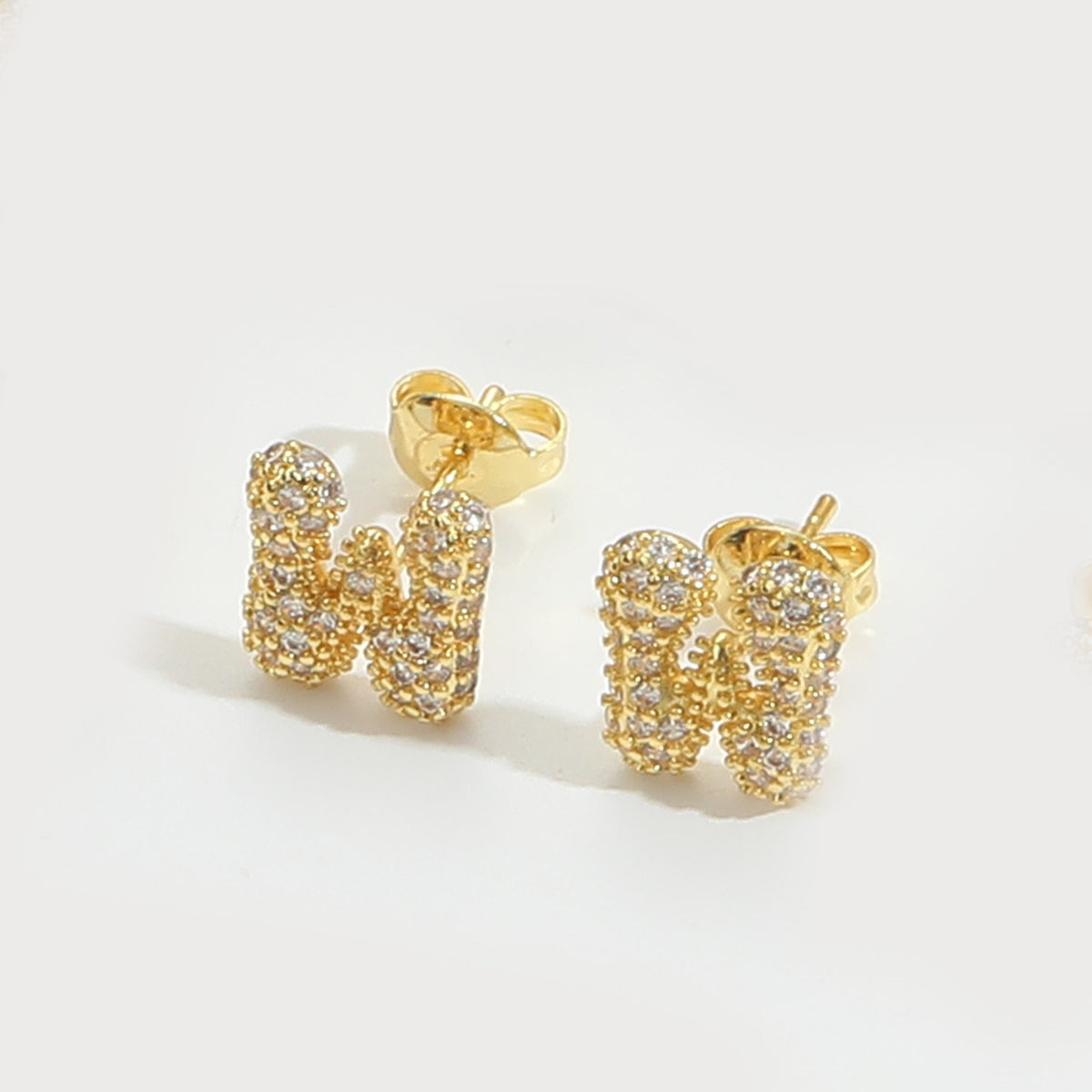 Elegant Zircon Initial Letter Stud Earrings