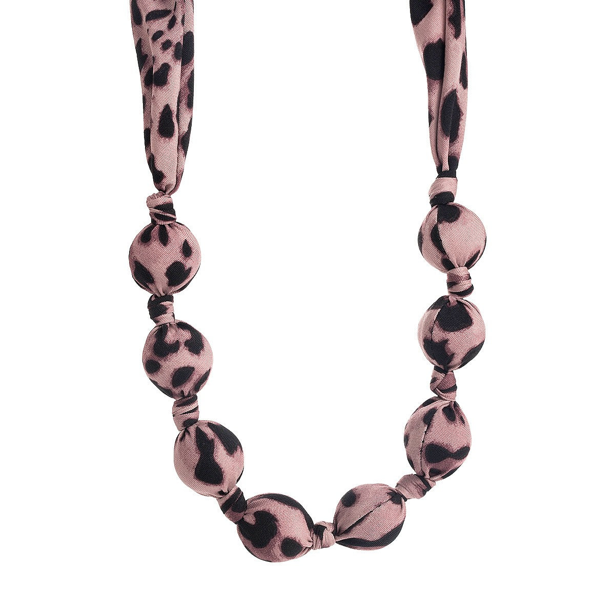 Boho Pink Leopard Ribbon Knot Necklace