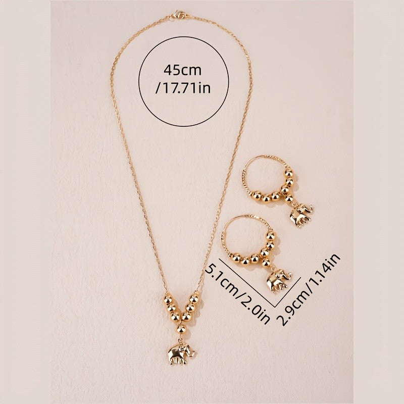 18k Dainty Elephant Beaded Jewelry Set