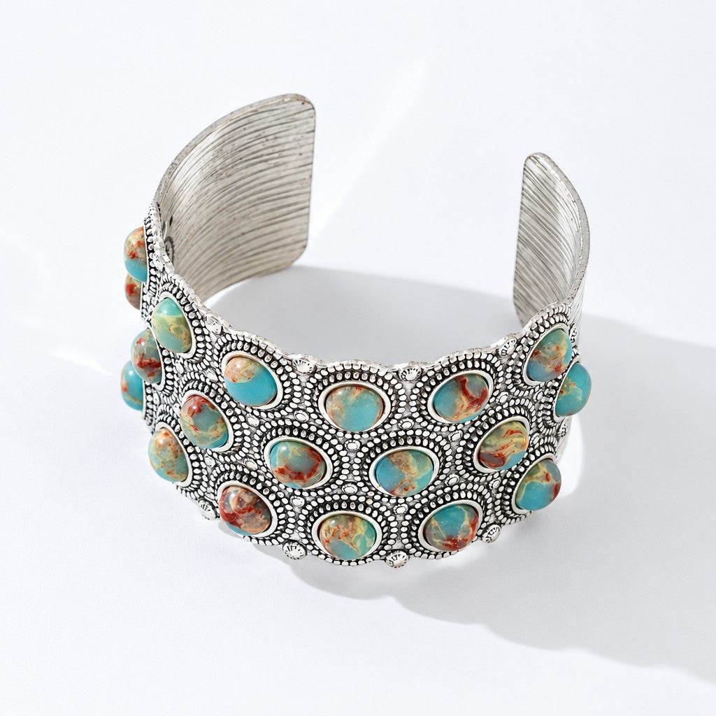 Vintage Boho Natural Stone Cuff Bracelet