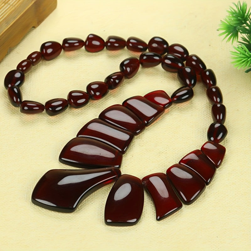 Elegant Burgundy Geometric Bib Necklace