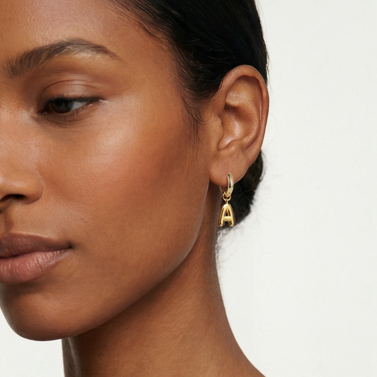 18k Classy Initial A Hoop Earrings
