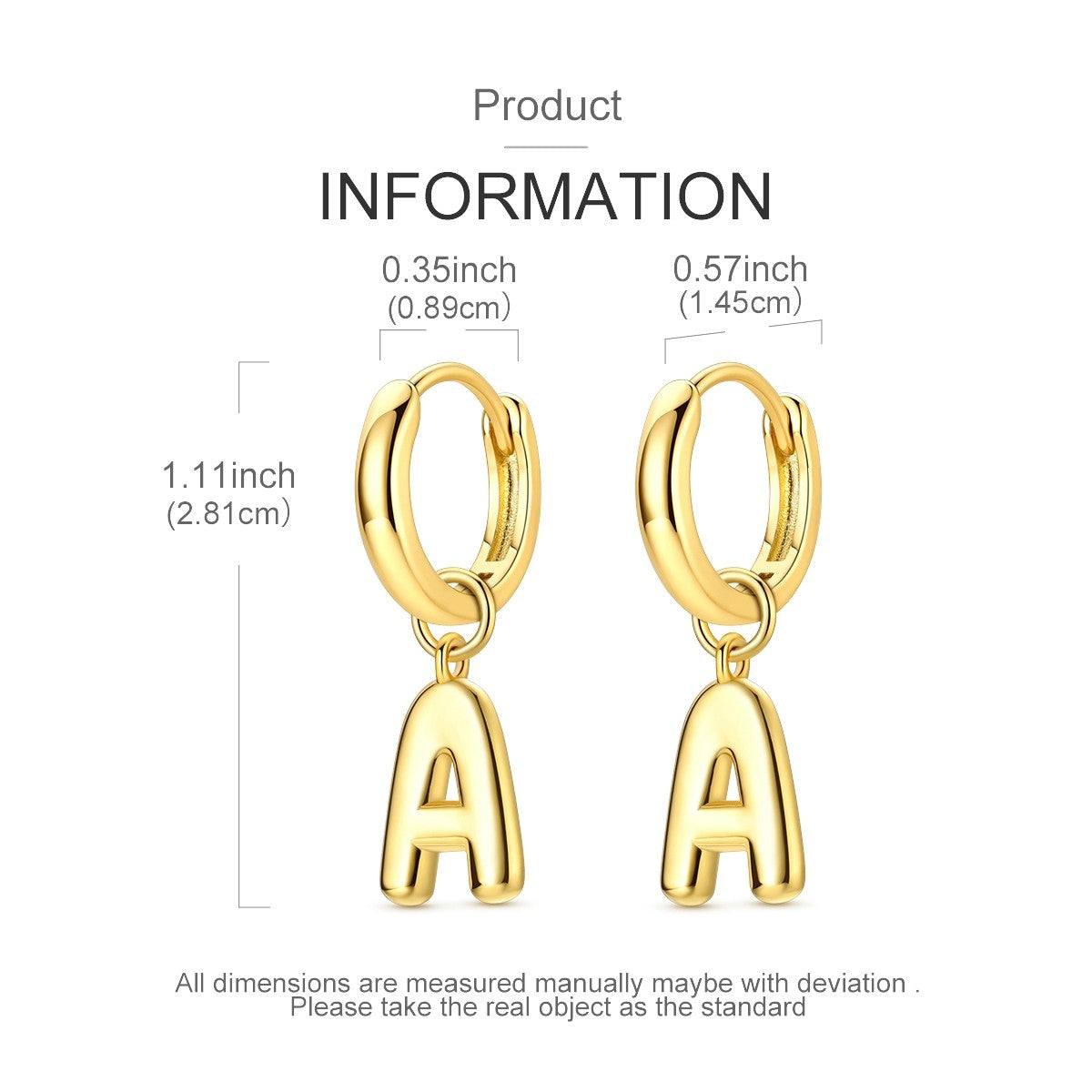 18k Classy Initial A Hoop Earrings