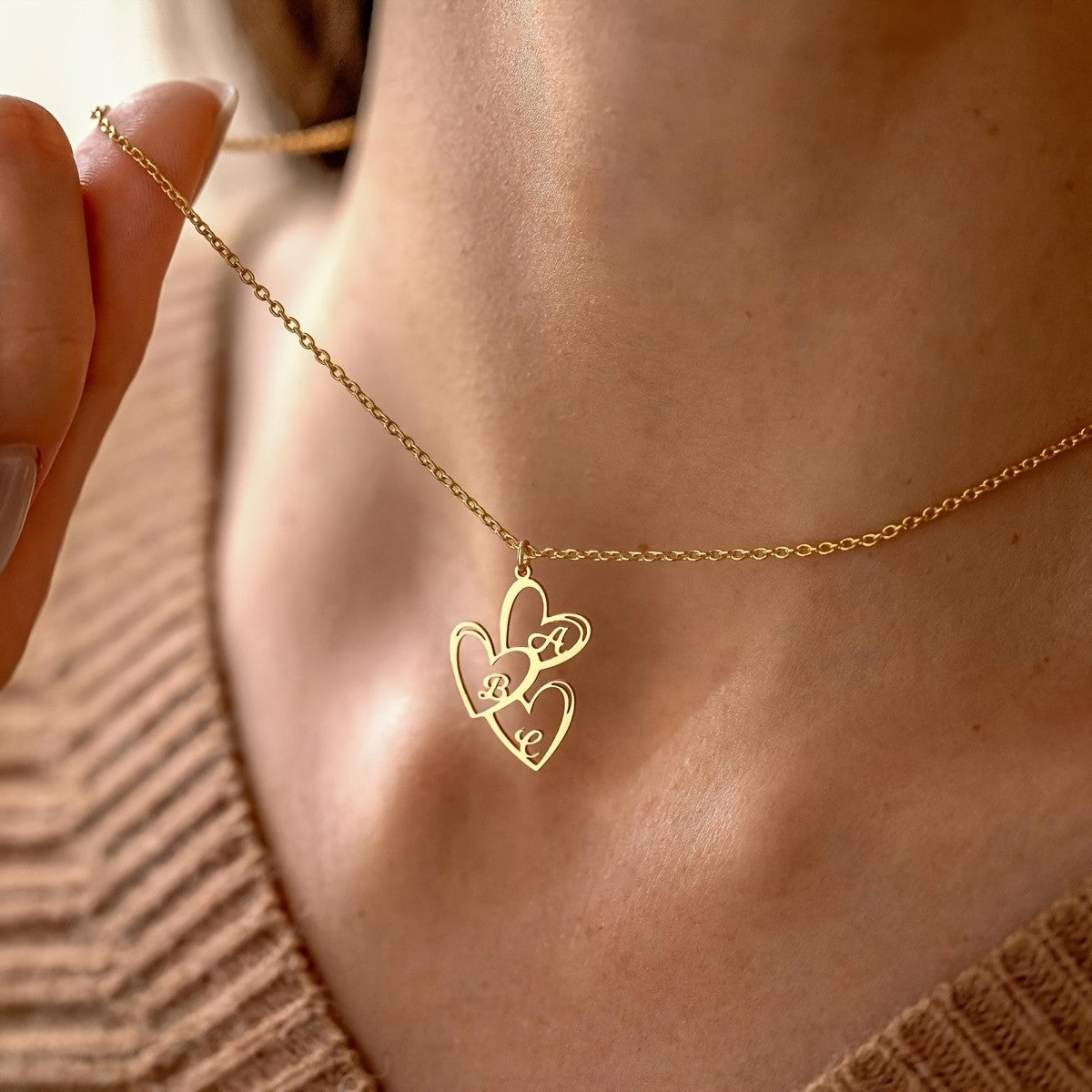18k Elegant Heart Initial Necklace