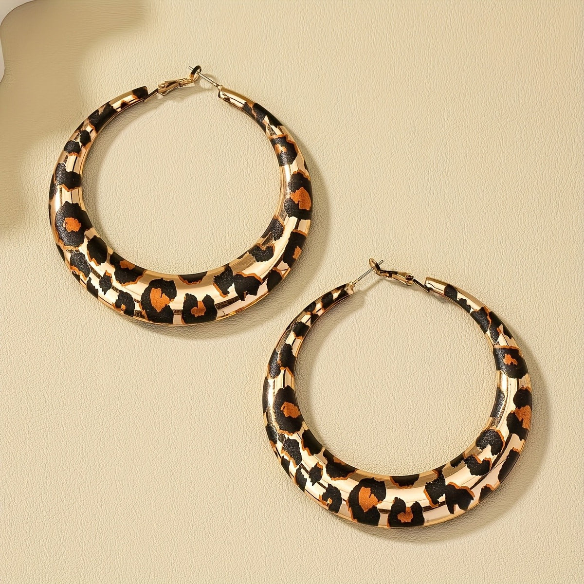14k Leopard Print Hoop Earrings