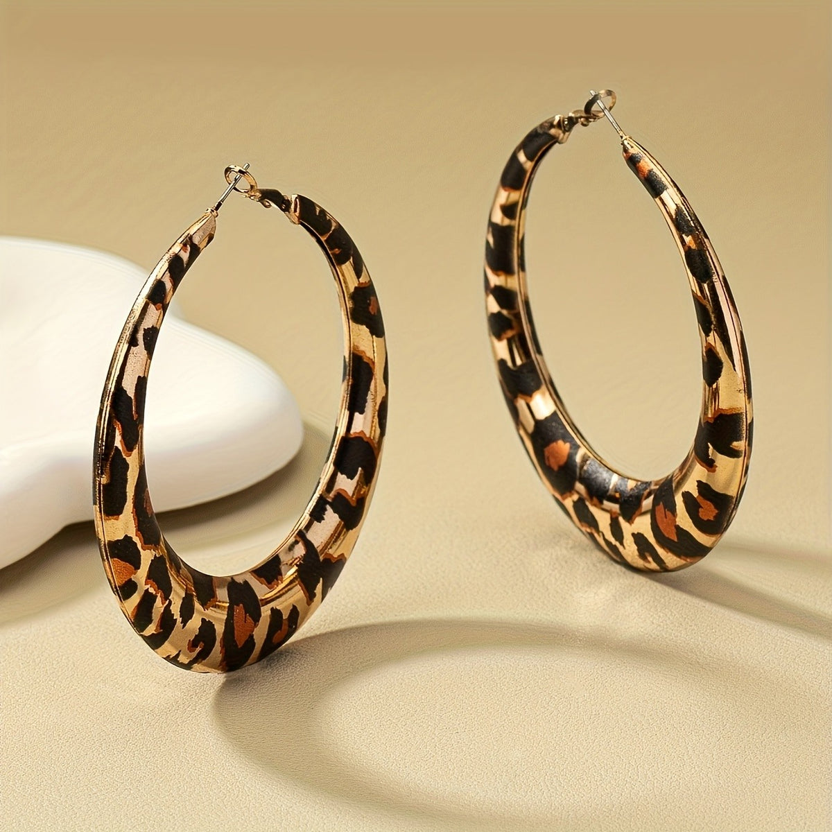 14k Leopard Print Hoop Earrings