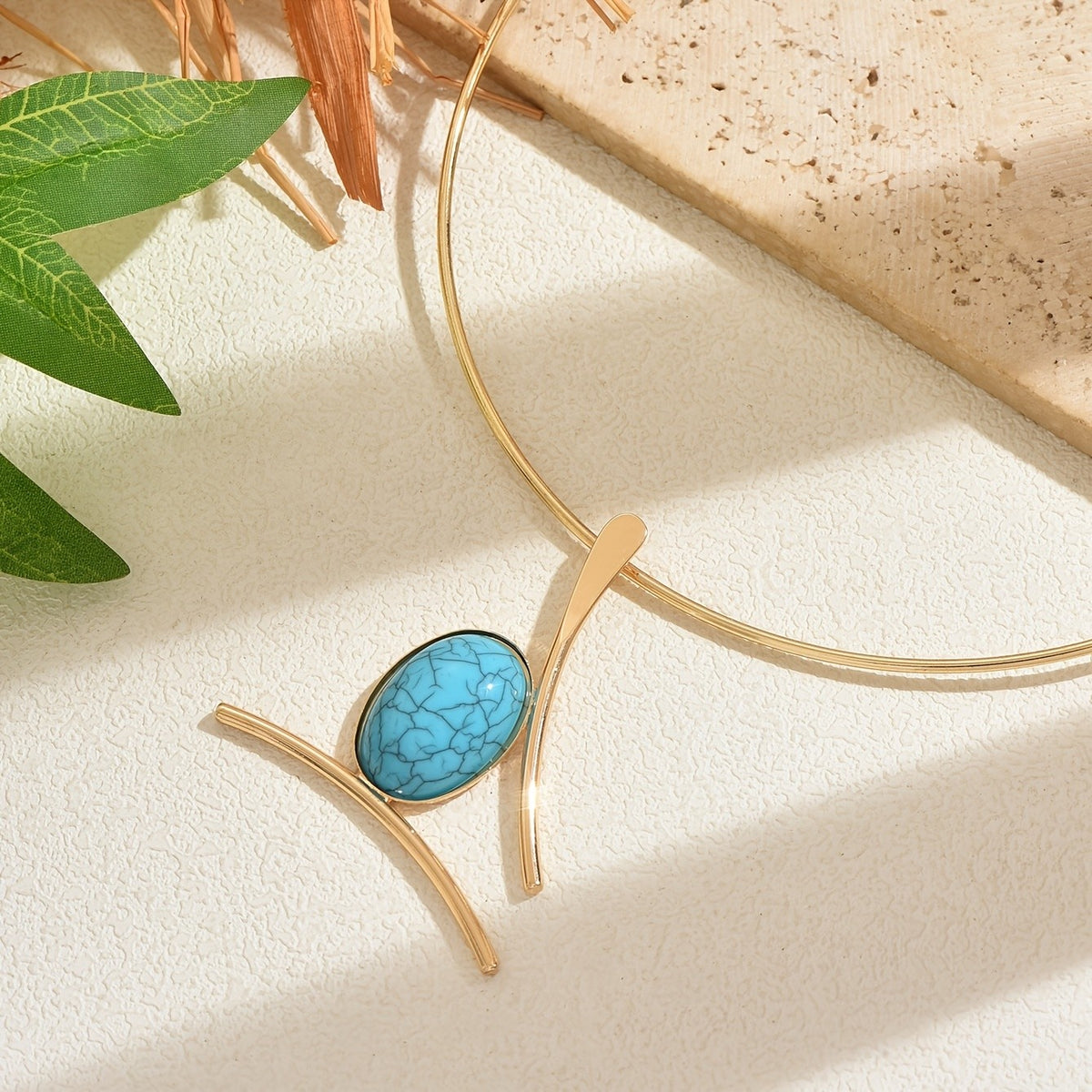 Boho Turquoise Geometric Choker Necklace