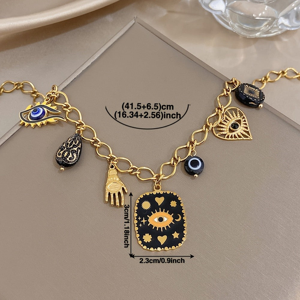 Boho Evil Eye Charm Necklace