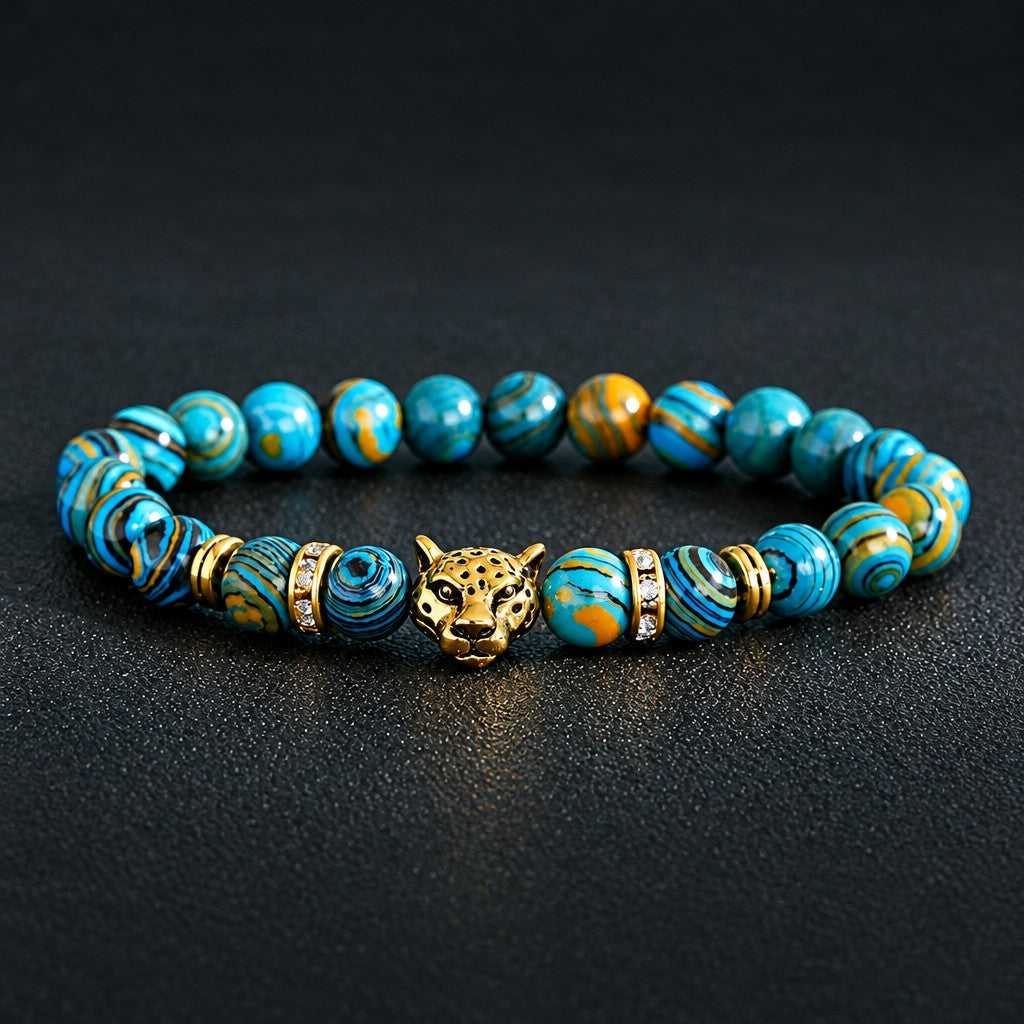 Boho Marbled Leopard Charm Bracelet