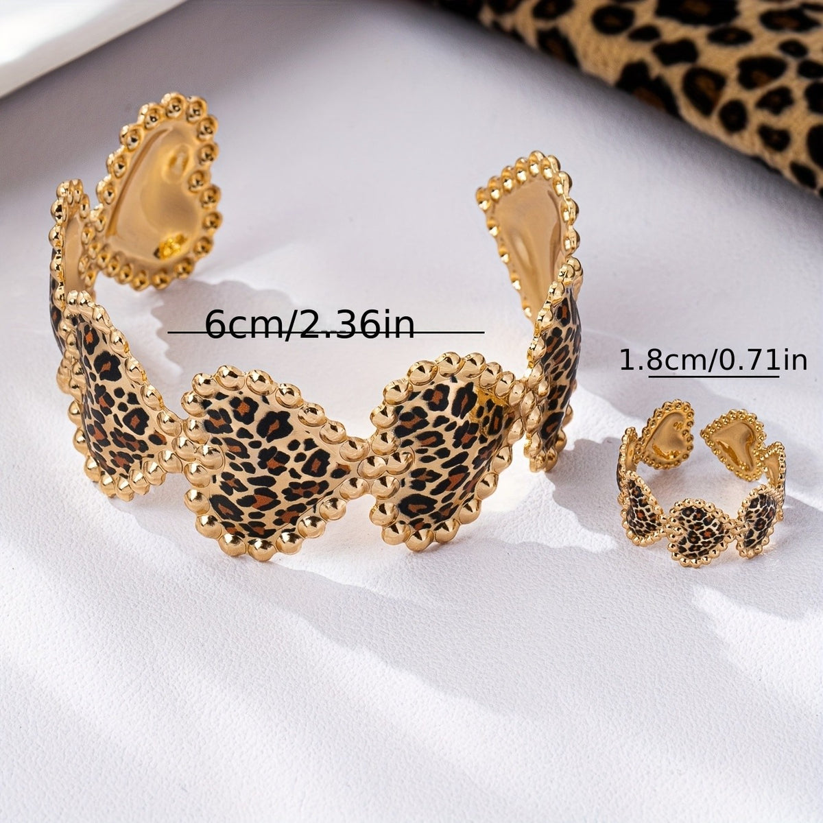 Classy Leopard Print Heart Jewelry Set
