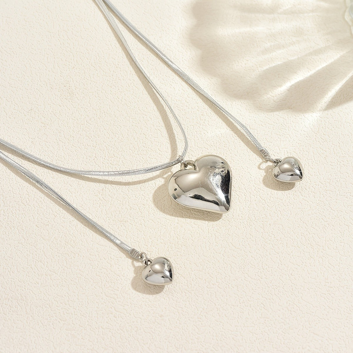 Romantic Adjustable Bow Heart Lariat Necklace