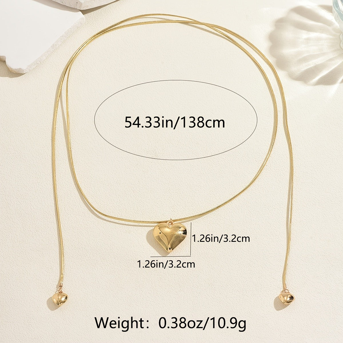Romantic Adjustable Bow Heart Lariat Necklace