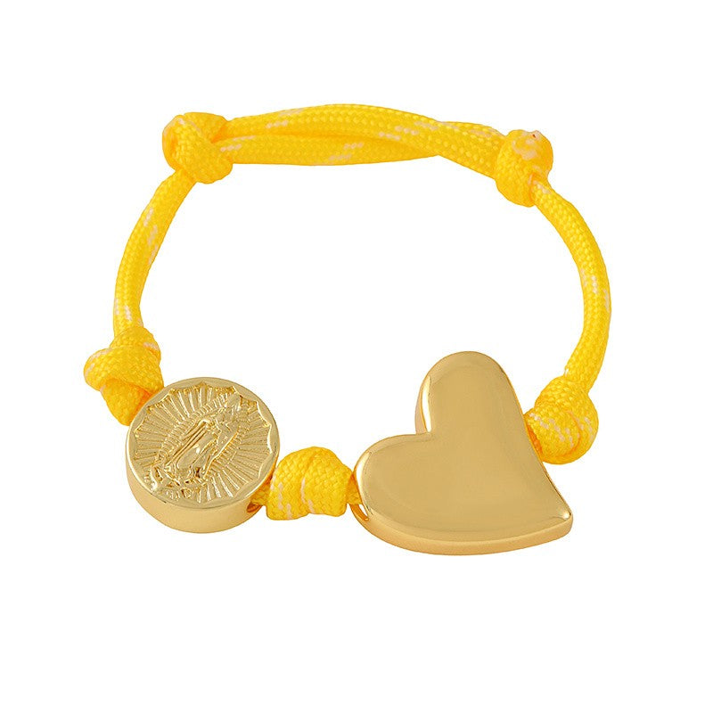 18k Boho Braided Heart Medal Bracelet