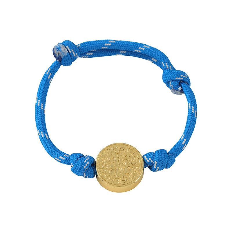 18k Boho Braided Heart Medal Bracelet