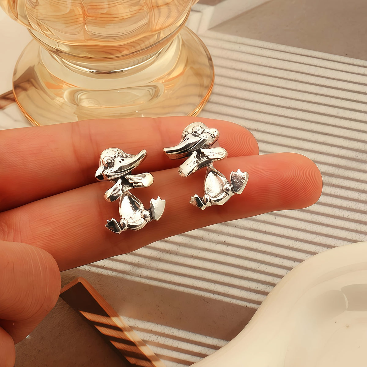 Vintage Cartoon Duck Stud Earrings