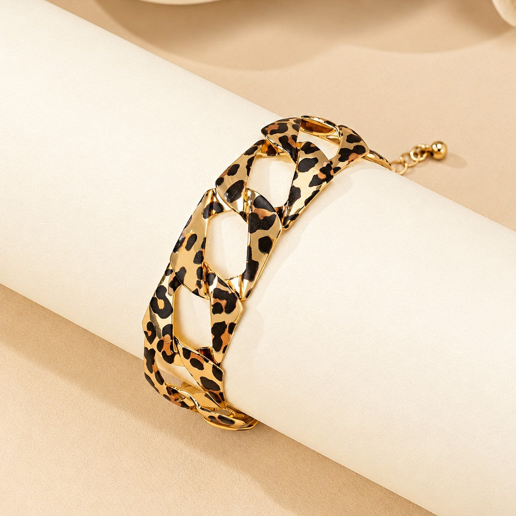 Classy Leopard Print Link Anklet