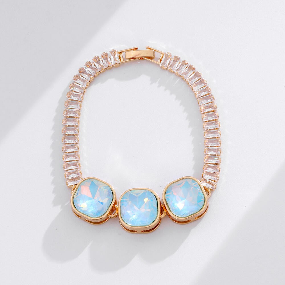 Dainty Iridescent Square Zirconia Bracelet