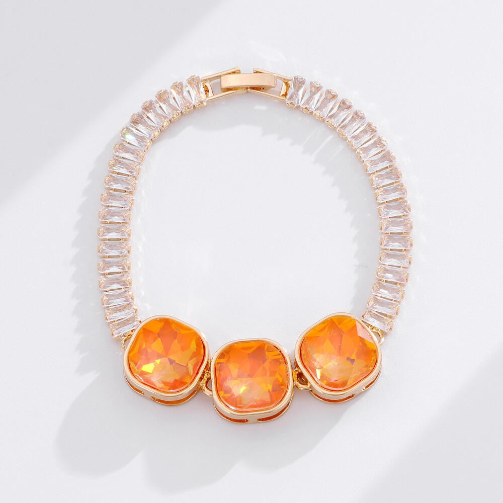 Dainty Iridescent Square Zirconia Bracelet