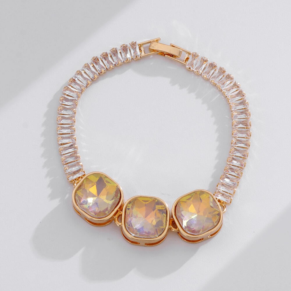Dainty Iridescent Square Zirconia Bracelet