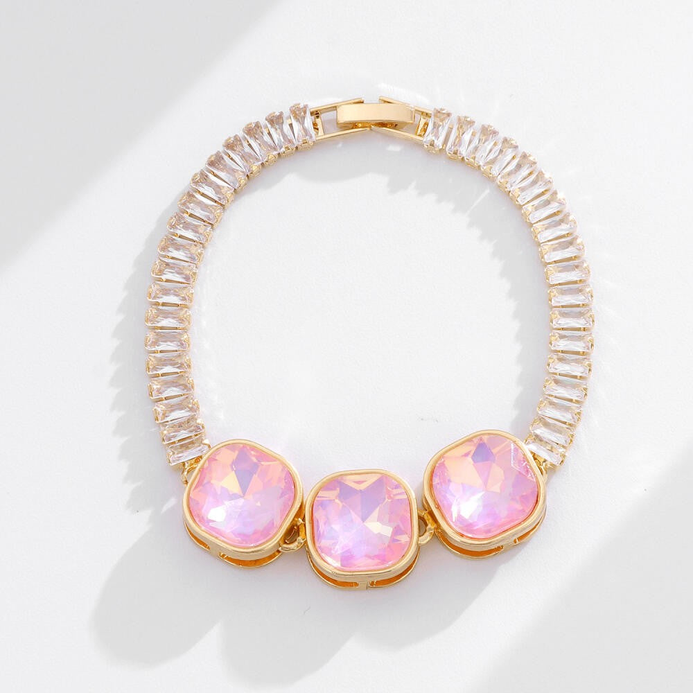 Dainty Iridescent Square Zirconia Bracelet