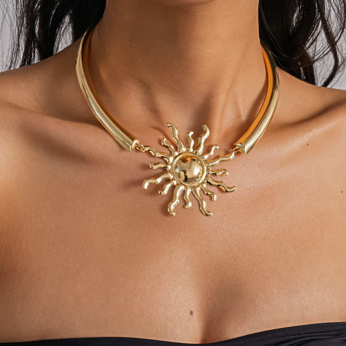 Bold Sun Statement Choker Necklace