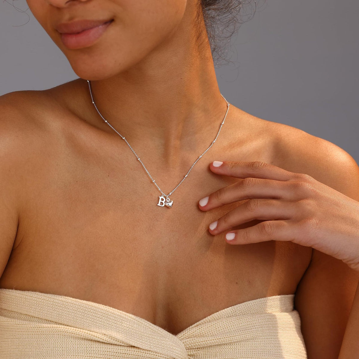 Dainty Initial Heart Pendant Necklace